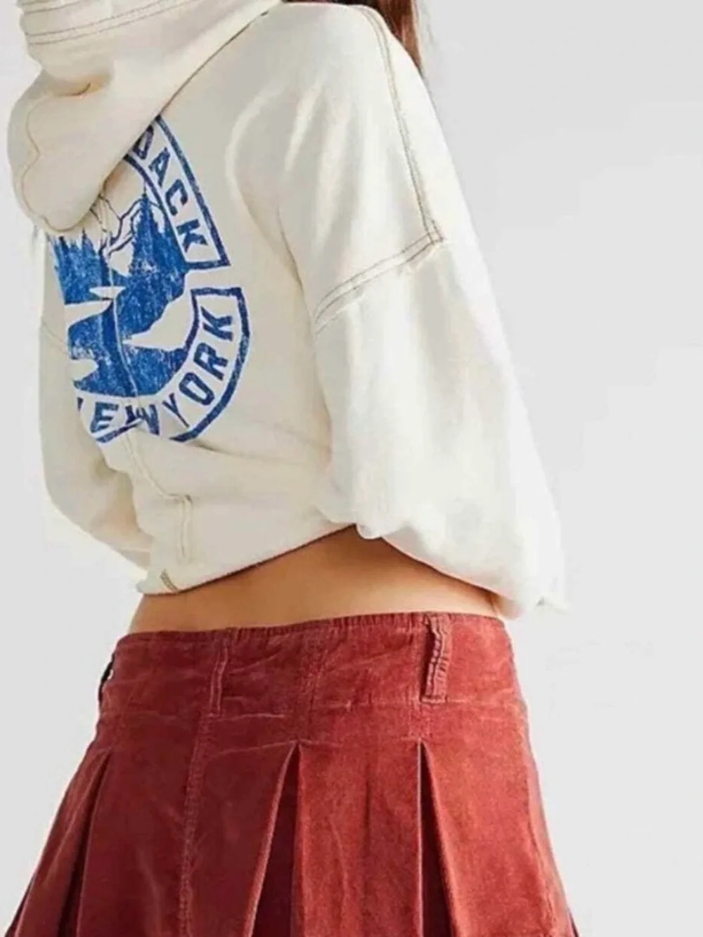 Free People Corduroy Mini Skirt in Brick  Red